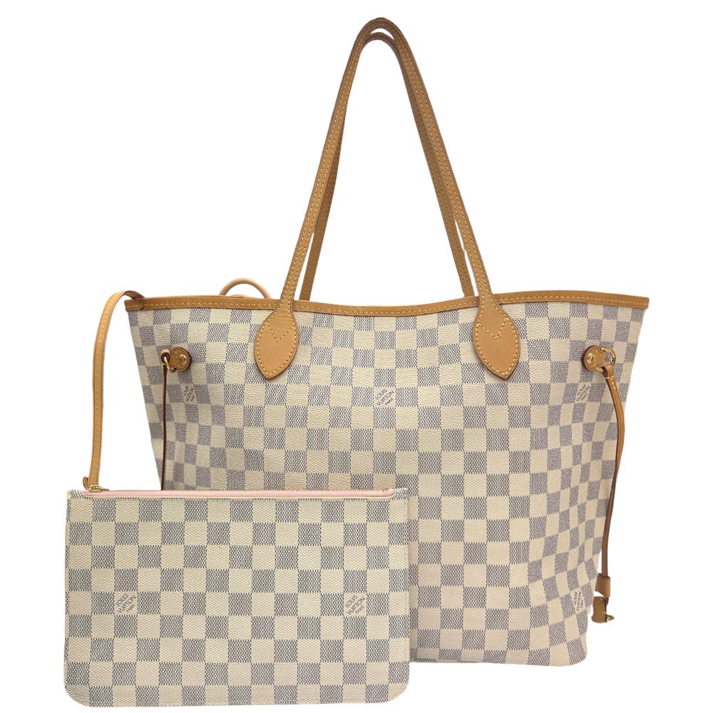 【中古】LOUIS VUITTON ルイヴィトン ダミエ アズール ネヴァーフルMM ローズバレリーヌ N41605 AR2127 ホワイト ポーチ付き LV ショルダーバッグ レディース お洒落 人気 通勤 通学 【ブランドギャラリー心斎橋店】