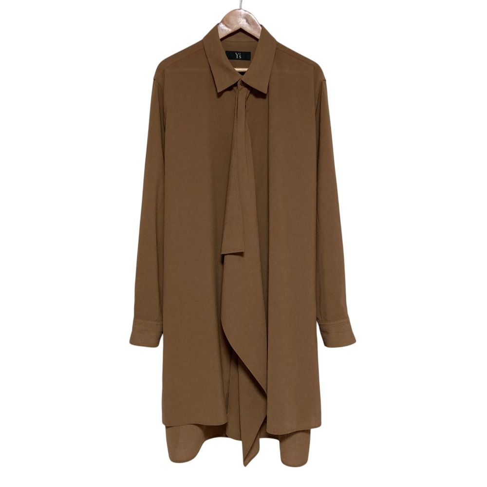 良品 Y's Yohji Yamamoto ワイズ ヨウジヤマモト ドレープ デザインブラウス YW-B18-910 サイズ2 ブラウンベージュ レディース 古着 中古 USED