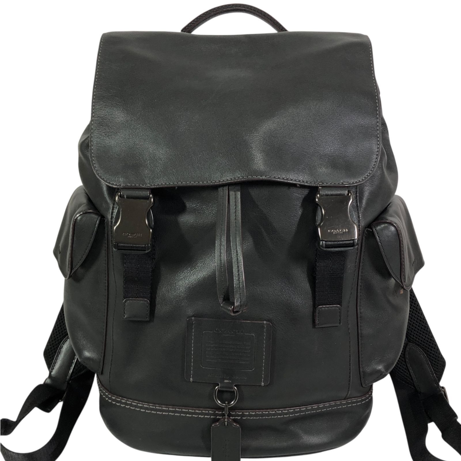 【コーチ】本物 COACH リュック 36080 ロゴモチーフ バックパック リュックサック リビングトン 黒色系 本革 レザー 男性用 メンズ