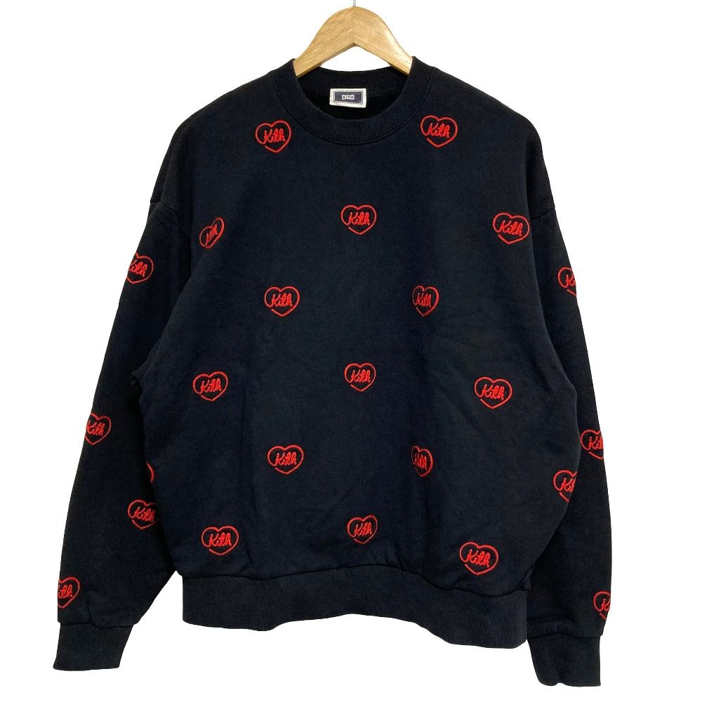 良品 25SS KITH キス Heart Nelson Crewneck クルーネック スウェット トレーナー KHM033173 サイズS ブラック メンズ 古着 中古 USED