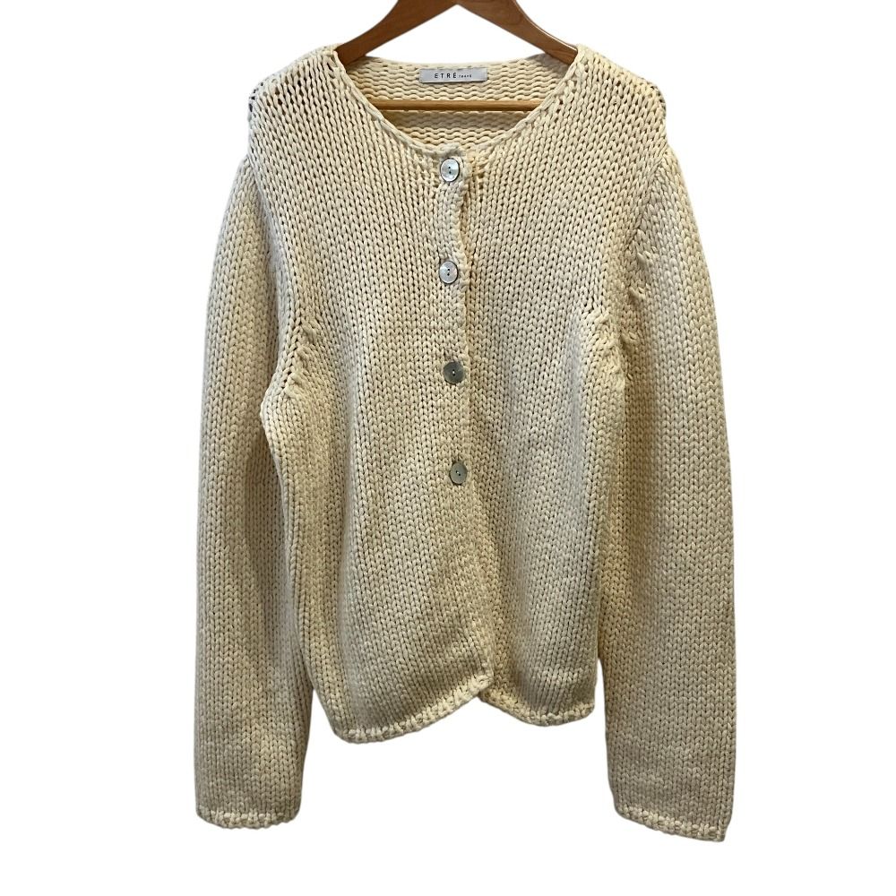 美品 26SS ETRE TOKYO エトレトウキョウ リリヤーンハンドニットカーディガン 1226104013-0 サイズF アイボリー レディース 古着 中古 USED
