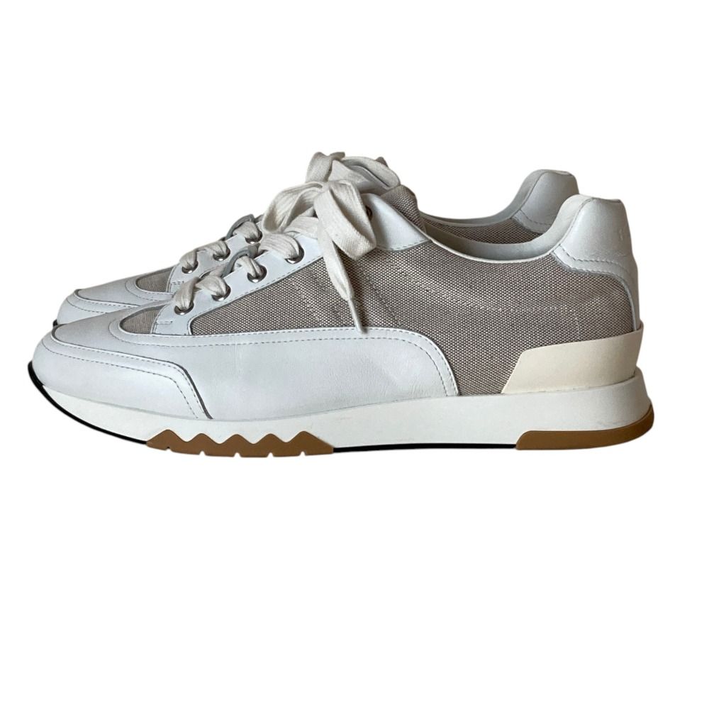 美品 HERMES エルメス トレイル スニーカー サイズ42 27cm程度 ホワイト メンズ 古着 中古 USED