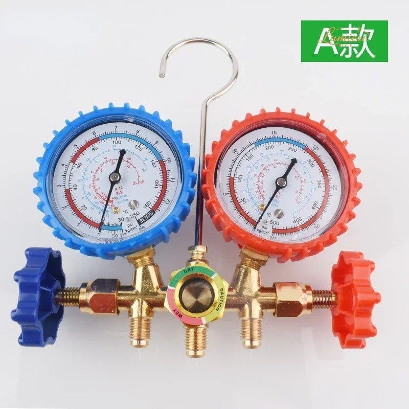 2025FLUORIDE GAUGE 536 AIR CONDITIONER R134A DUAL GAUGE VALVE R22 SNOW REFRIGERANT PRESSURE GAUGE FILLING EQUIPMENT