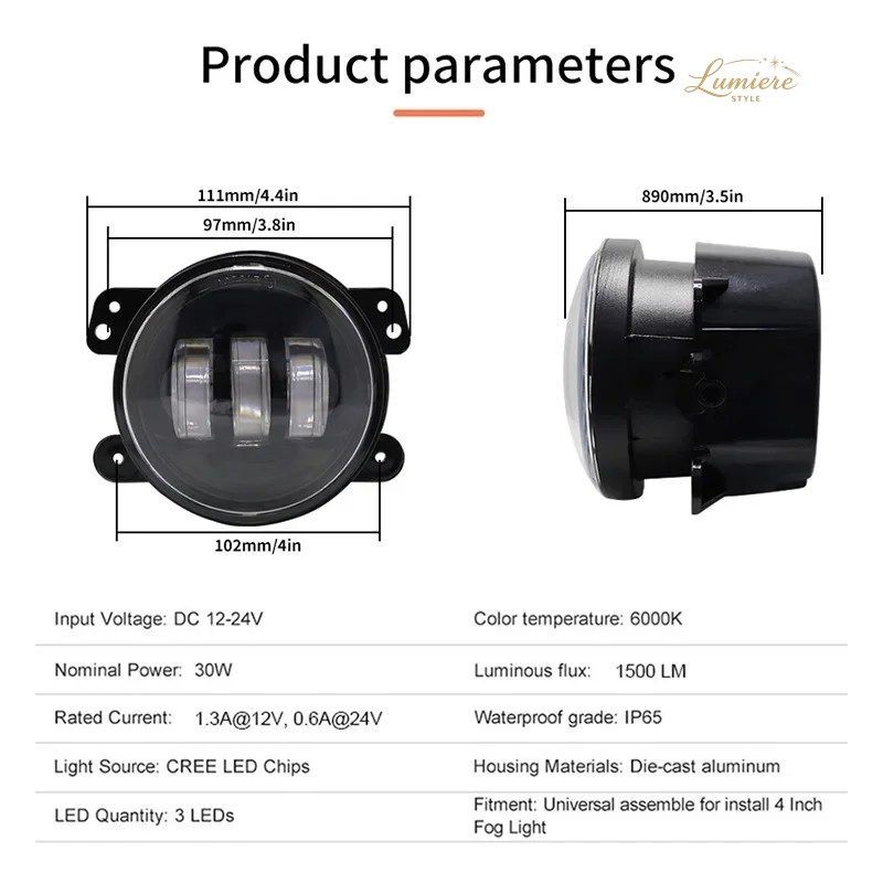 GOODLED MODIFIED CAR LIGHTS 4-INCH OFF-ROAD VEHICLE FOG HEADLIGHTS