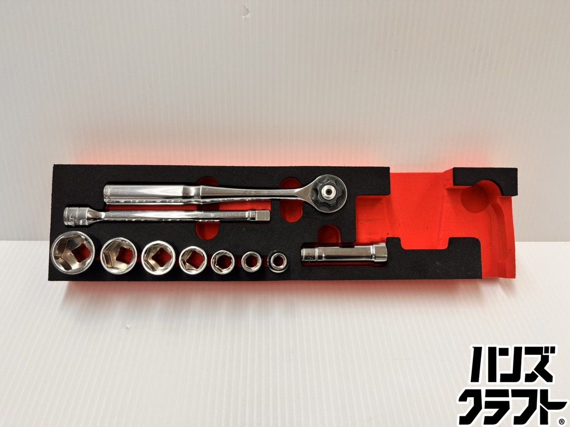 ★DEEN　3/8 ラチェットハンドル DNR3-07R　ソケットセット　22.19.17.14.12.10.8　ロング16mm　エクステンションバーDNBE3-150　中古品 5,840円