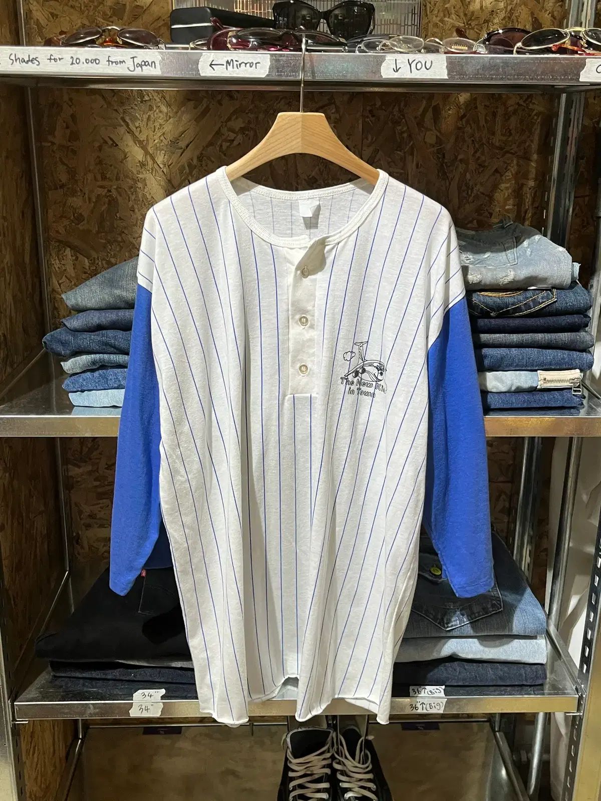 70年代 ヴィンテージ ヘンリーネック ベースボールシャツ