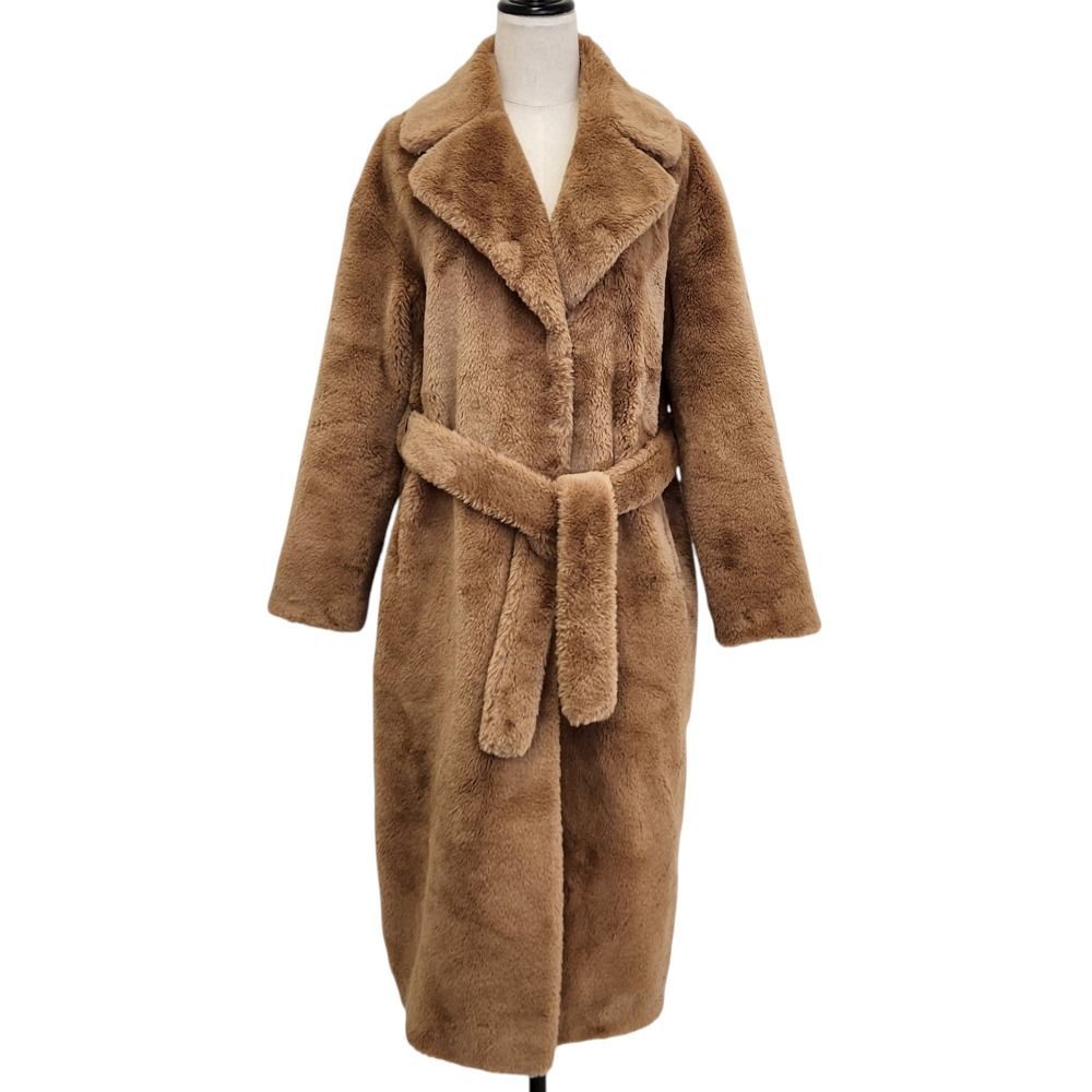 美品 24AW HERNO ヘルノ テディ ボアロングコート CA000543D サイズ42 ブラウン レディース 古着 中古 USED