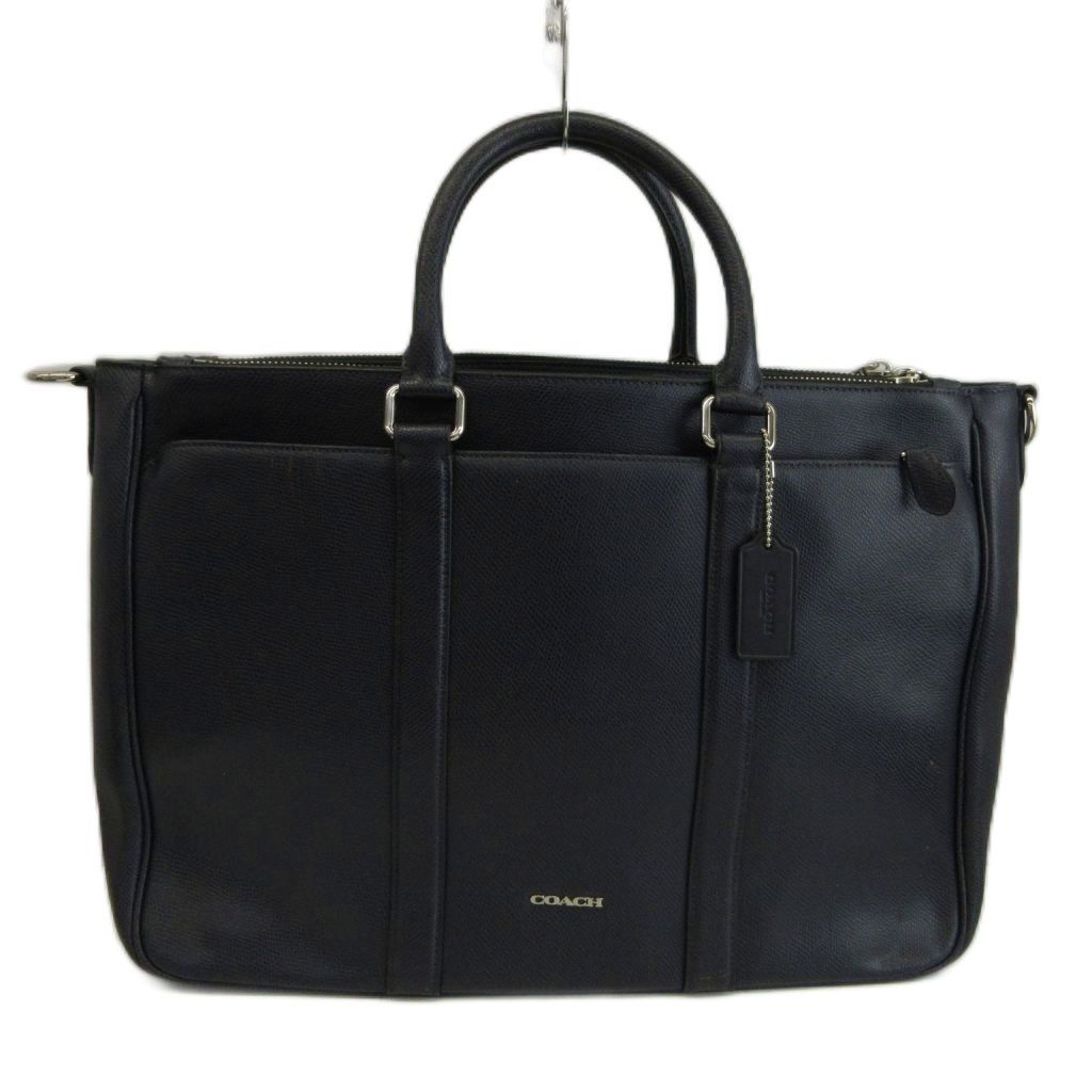 コーチ COACH クロスグレイン レザー メトロポリタン トート ビジネスバッグ ブリーフケース ショルダー 2WAY ロゴ シルバー金具 紺 ネイビー F71695 /XZ ■GY11 13,013円