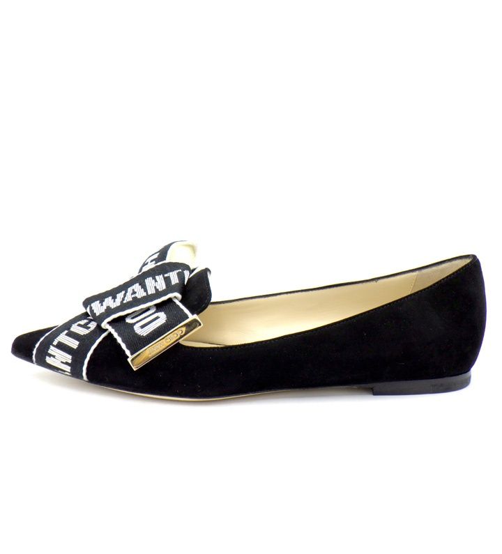 ジミーチュウ JIMMY CHOO 【 GLEAM FLAT 】 ロゴ テープ リボン フラット パンプス　52634