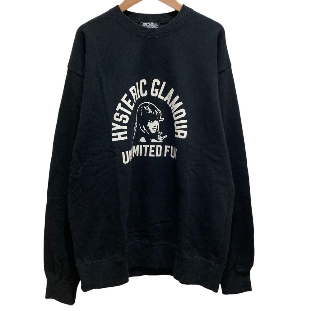 美品 24AW HYSTERIC GLAMOUR ヒステリックグラマー UNLIMITED FUN スウェット トレーナー 02243CS01 Lサイズ ブラック メンズ 古着 中古 USED 8,631円