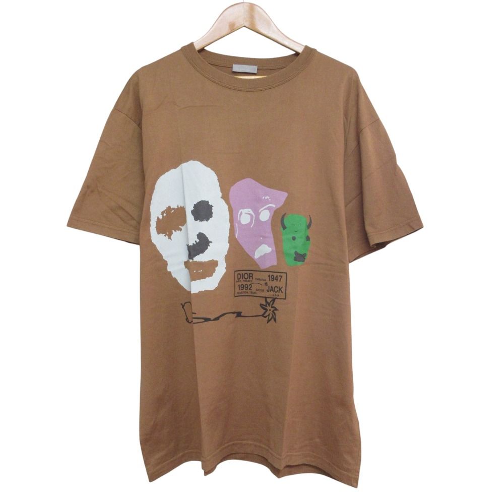 良品 Dior homme ディオールオム カクタスジャック トラヴィススコット 半袖 プリント Tシャツ 283J641B0677 サイズM ブラウン メンズ 古着 中古 USED