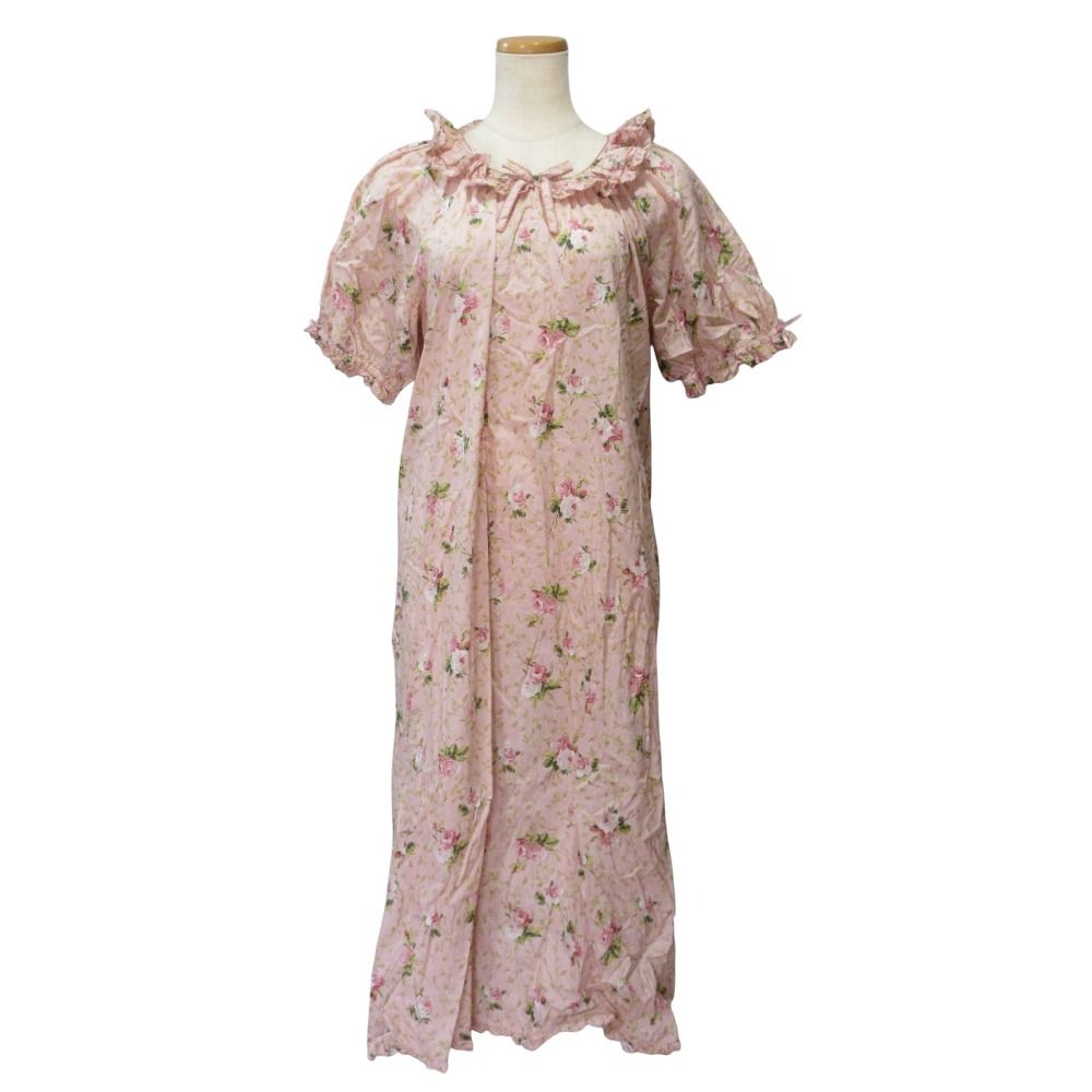 美品 24SS PINK HOUSE ピンクハウス ブロッサムローズ 半袖フリルワンピース A2141FA203 ピンク レディース 古着 中古 USED