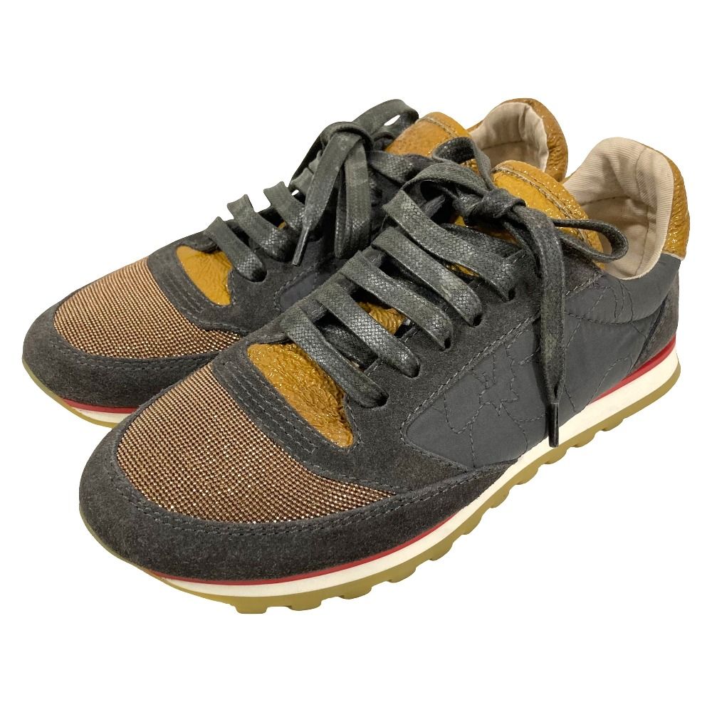 良品 Brunello Cucinelli ブルネロクチネリ モニーレ装飾 スニーカー サイズ37 23.0cm相当 グレー レディース 古着 中古 USED