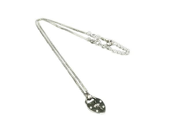 Christian Dior ディオール ネックレス ハート カデナ シルバー系 メタル ラインストーン レディース パドロック 南京錠モチーフ 超美品