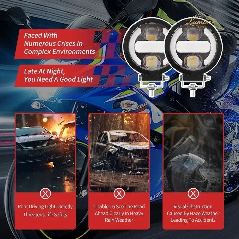 3.5 INCH ROUND LED WORK LIGHT 30W SPOTLIGHT WITH ANGEL EYE APERTURE OFF-ROAD VEHICLE AUXILIARY LIGHT
