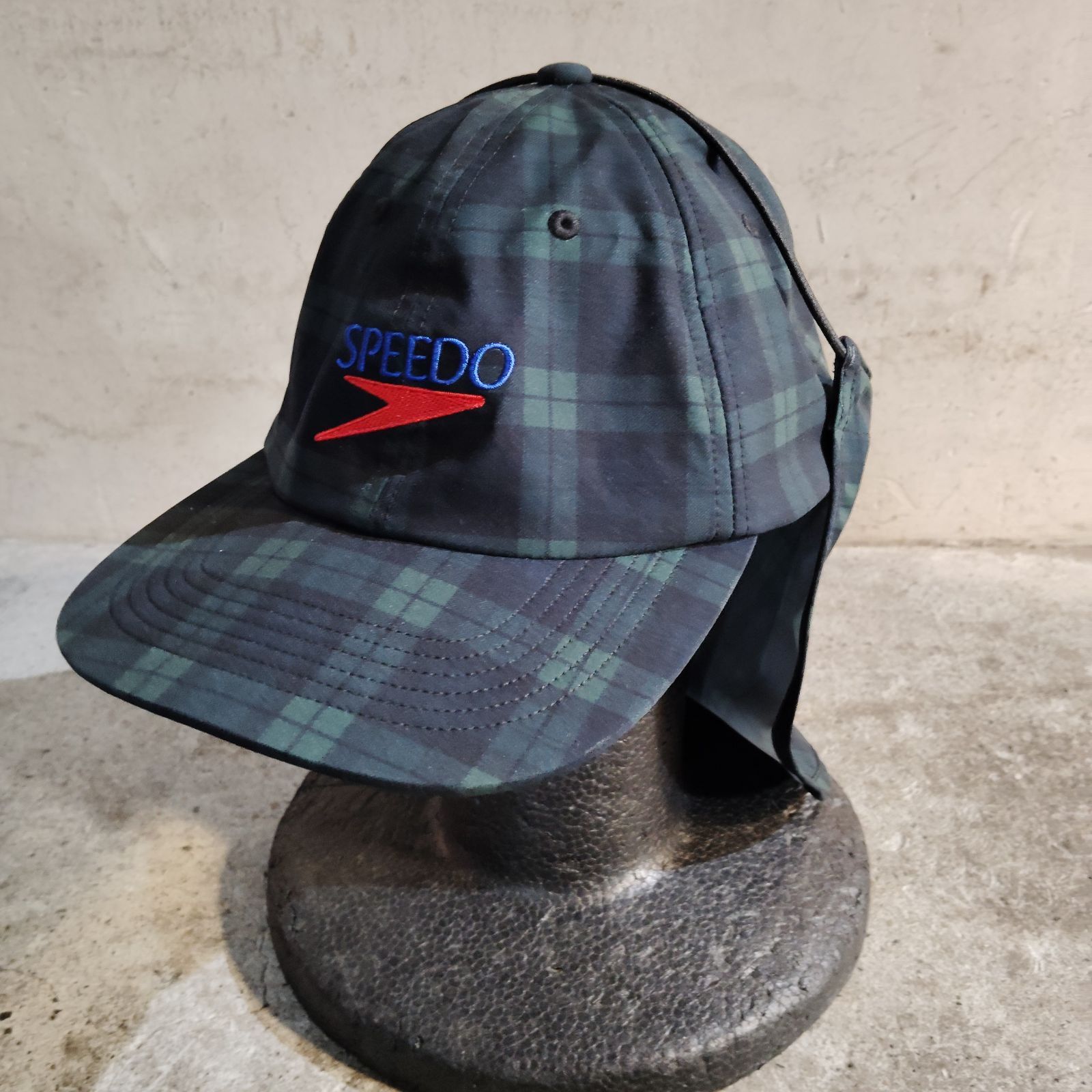 SPEEDO 2way cap キャップ ブラックウォッチ柄 グリーン スピード 11-41-1743-518