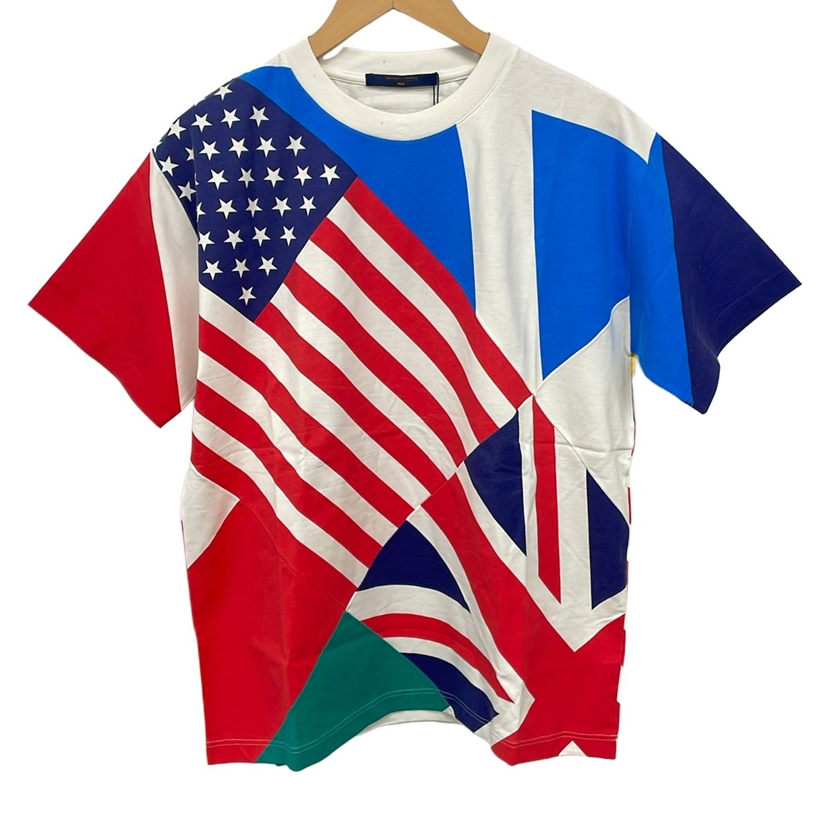 ルイヴィトン 半袖Tシャツ サイズS メンズ美品 フラッグスパッチワークプリンテッドTシャツ RM192 NPG HHY81W 白×レッド×マルチ