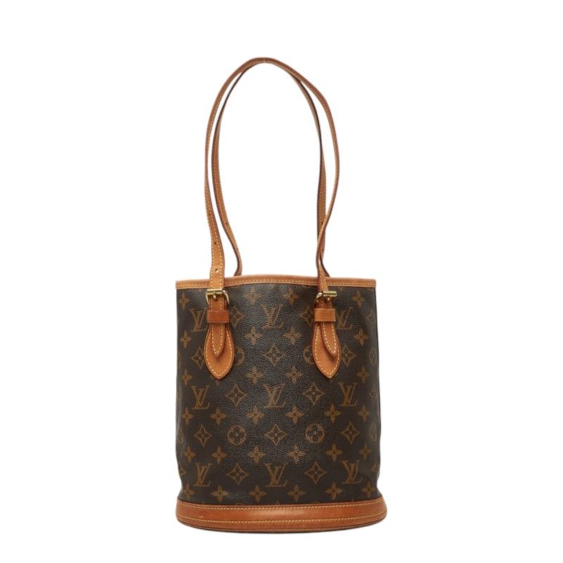 ルイ ヴィトン モノグラム プチ バケットPM トートバッグ ショルダーバッグ M42238 ブラウン PVC レザー レディース LOUIS VUITTON【228-87522】