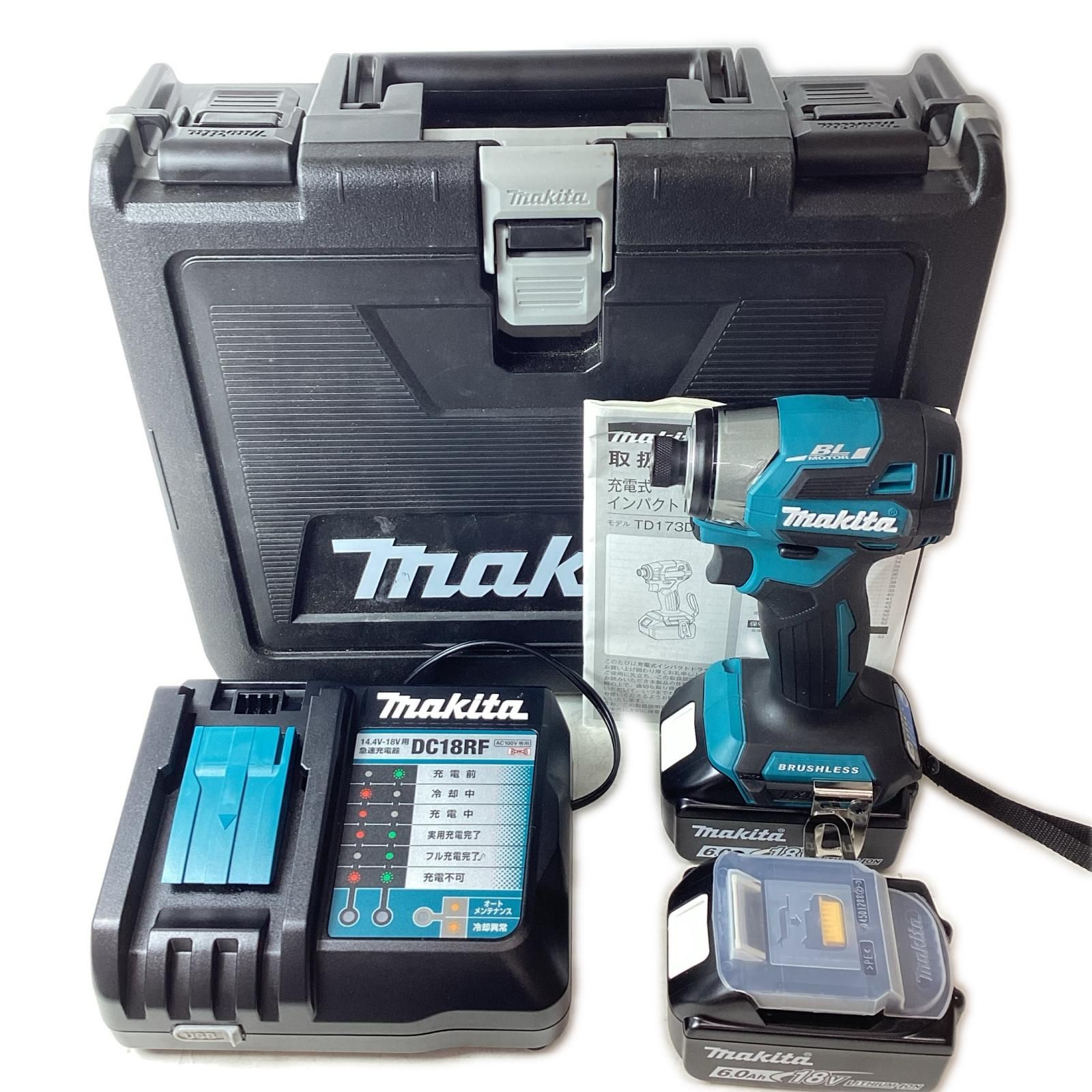 MAKITA マキタ インパクトドライバ コードレス式 18v 6.0Ah TD173DRGX ブルー 充電器・充電池2個・ケース付 32,032円