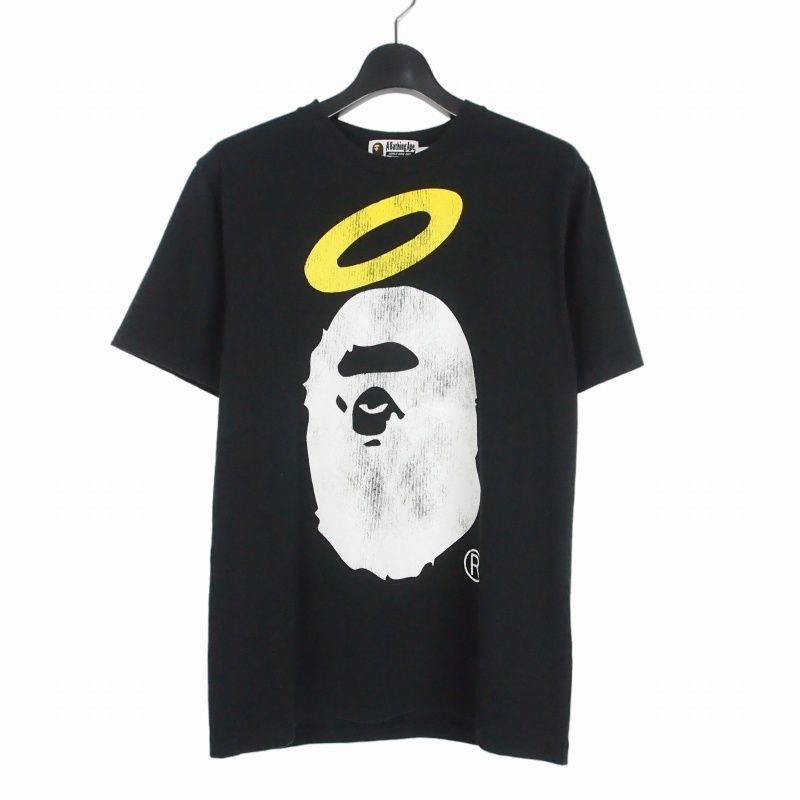 アベイシングエイプ A BATHING APE x ユニオン UNION ウォッシュド エイプ ヘッド Tシャツ カットソー 半袖 M 黒 ブラック 1H73-110-924