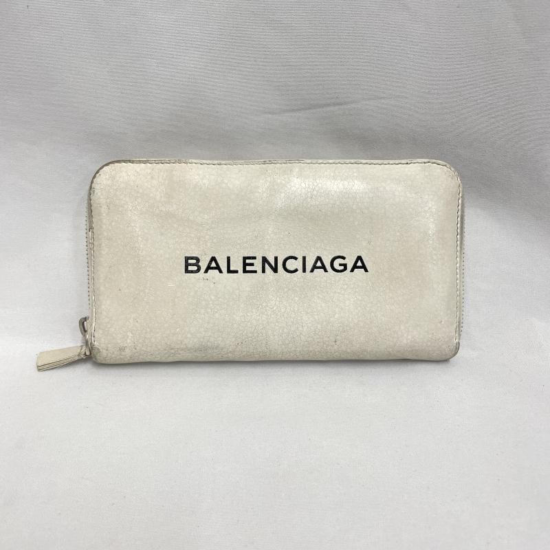 【中古】BALENCIAGA ラウンドファスナーウォレット　ホワイト[79]
