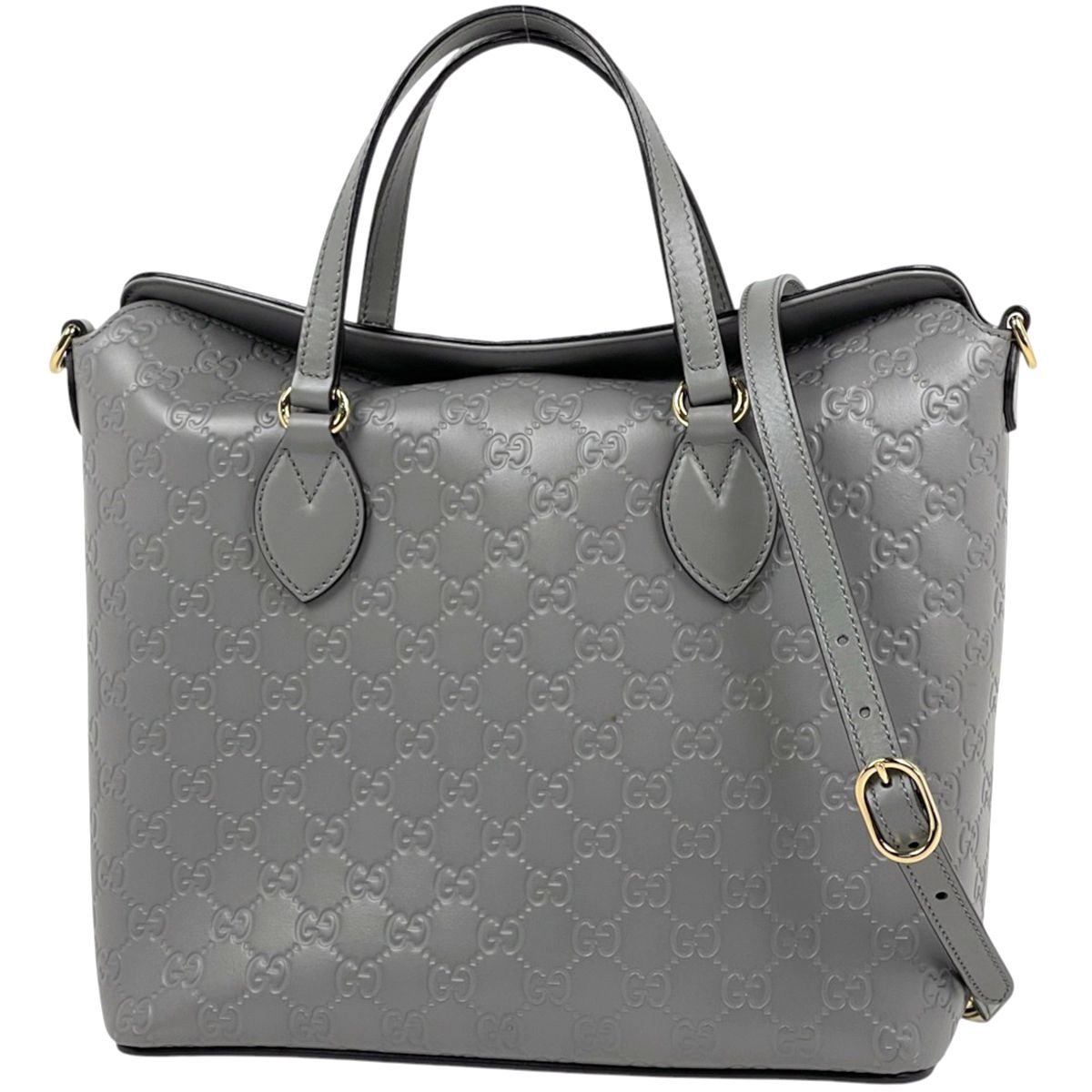 グッチ GUCCI ハンドバッグ グッチシマ 2WAY シマレザー グレー 428226 レディース 【中古】 62,700円