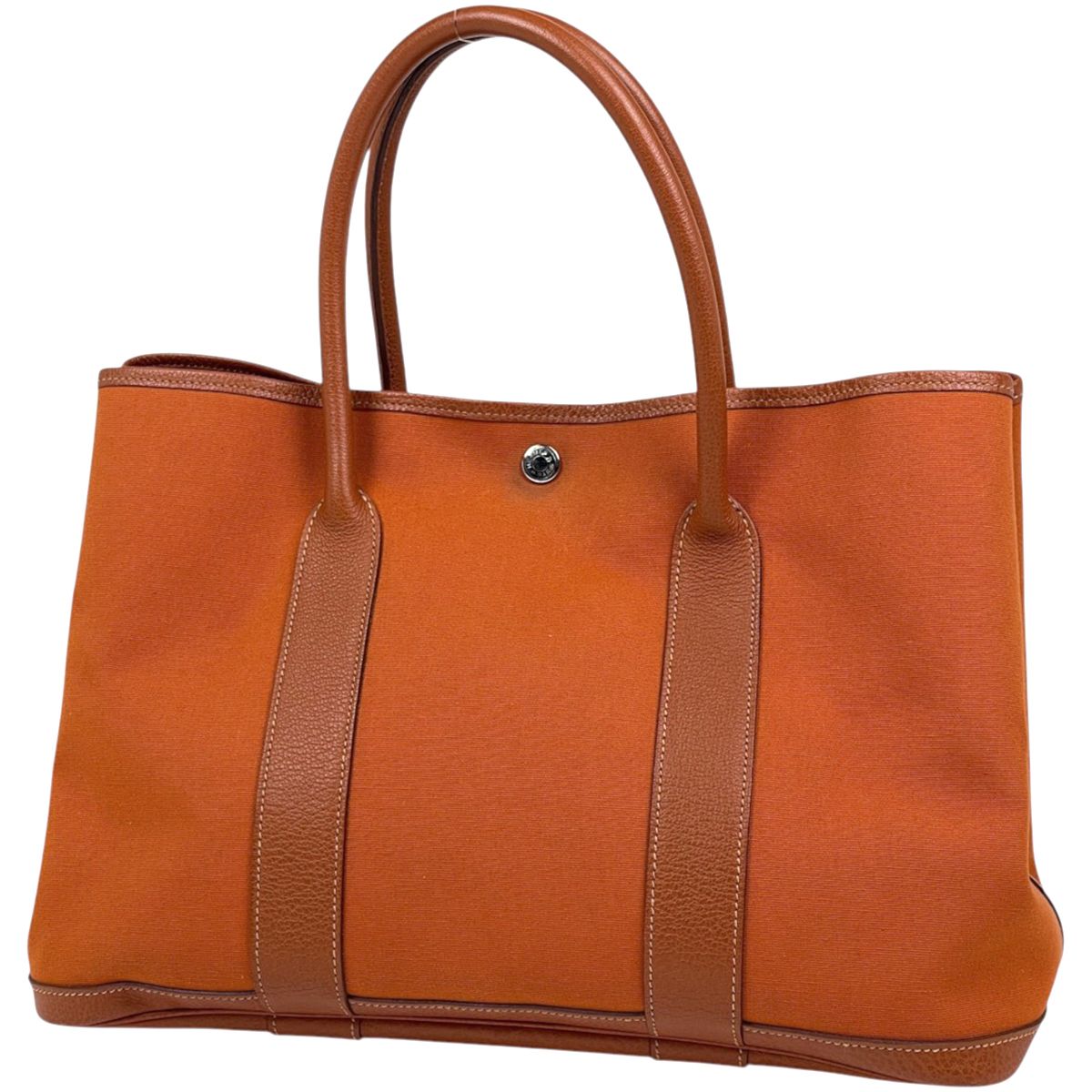 エルメス HERMES ガーデンパーティ PM トートバッグ トワルオフィシエ ポティロン(オレンジ) □I レディース 【中古】