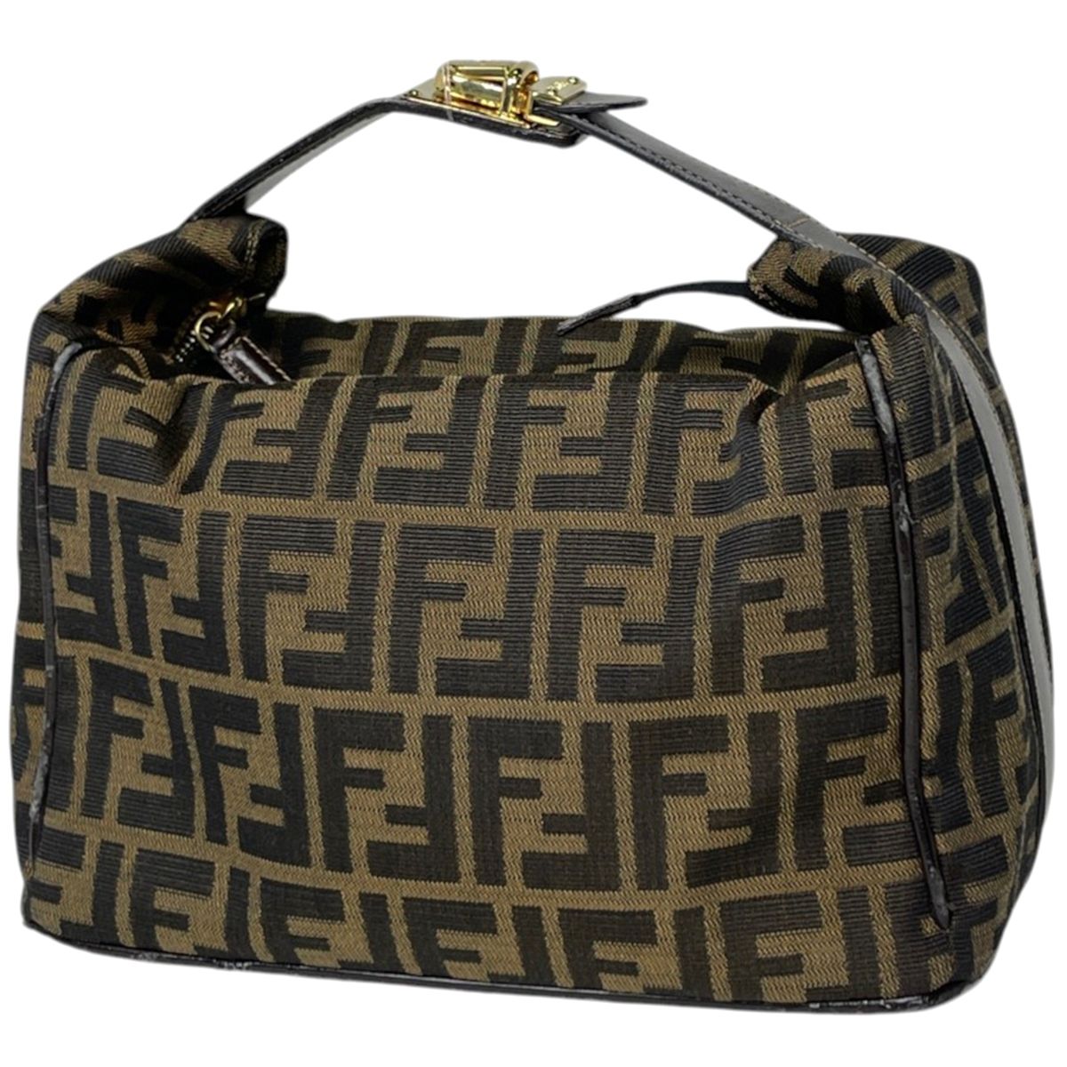 フェンディ FENDI ハンドバッグ ズッカ柄 バニティバッグ キャンバス ブラウン 26348 レディース 【中古】