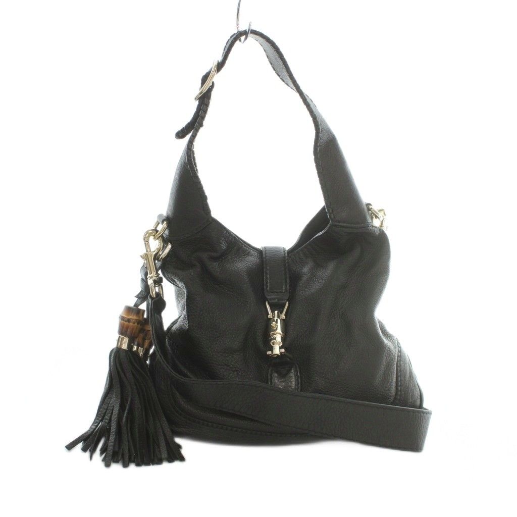 グッチ GUCCI ニュージャッキー 2WAY ワンショルダーバッグ ハンドバッグ タッセル レザー 黒 ブラック 219725 /MI ■OS ■OH