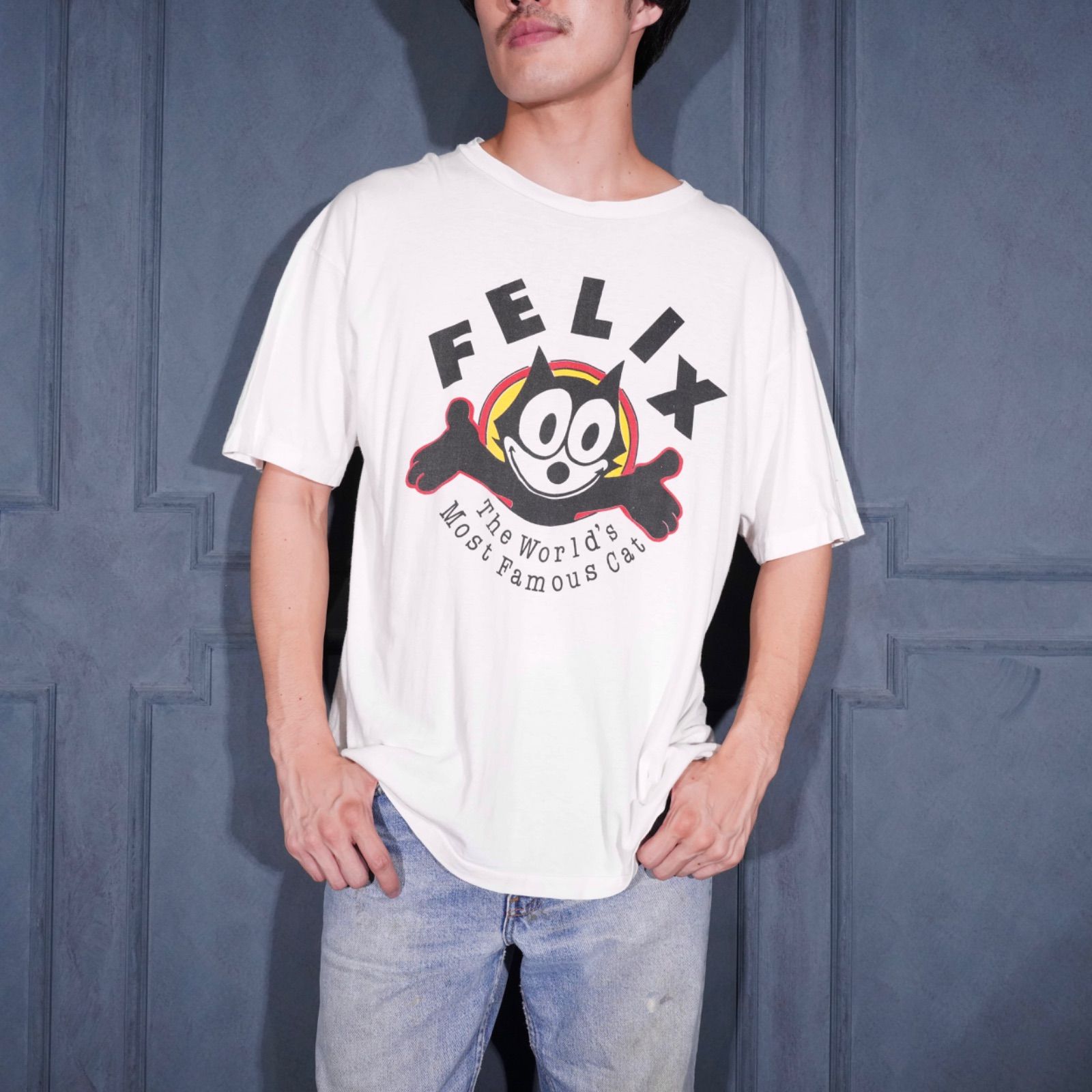 90's USA VINTAGE FELIX CHARACTER PRINT DESIGN T SHIRT/90年代アメリカ古着キャラクタープリントデザインTシャツ