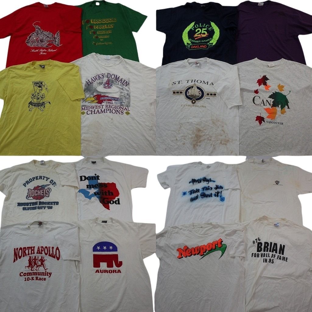古着卸 まとめ売り ヴィンテージ シングルステッチ Tシャツ 16枚セット ( メンズ XL ) アニマル ワンポイントロゴ カレッジ風ロゴ NG2791 14,508円