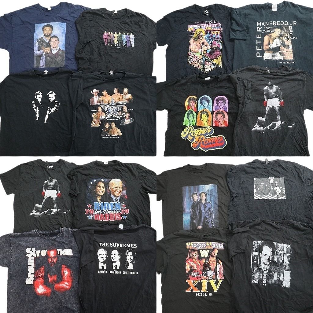 古着卸 まとめ売り 人物 Tシャツ 16枚セット ( メンズ 2XL/3XL ) WWE モハメドアリ 映画 ボクサー 中古 古着 NG2830