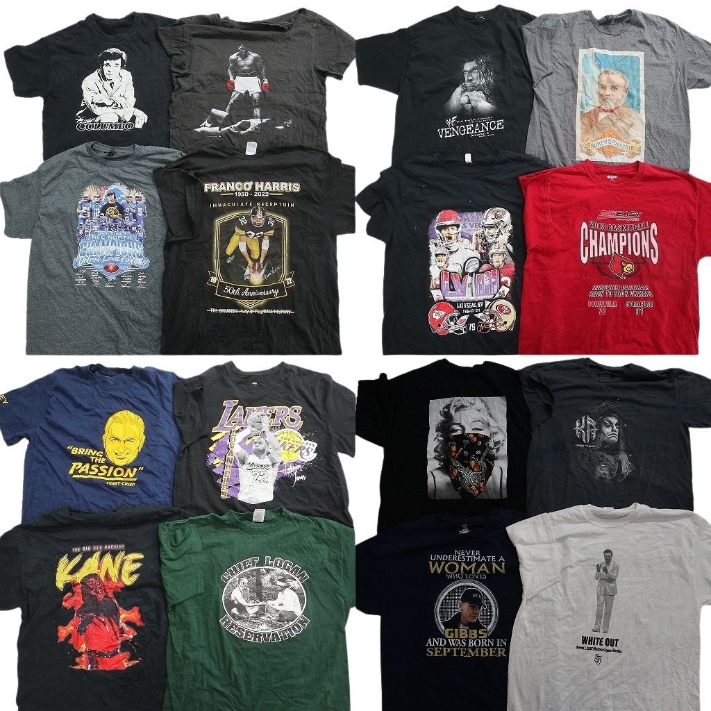 古着卸 まとめ売り 人物 Tシャツ 16枚セット ( メンズ XL ) モハメドアリ プロチーム NFL マリリンモンロー 中古 古着 NG2835