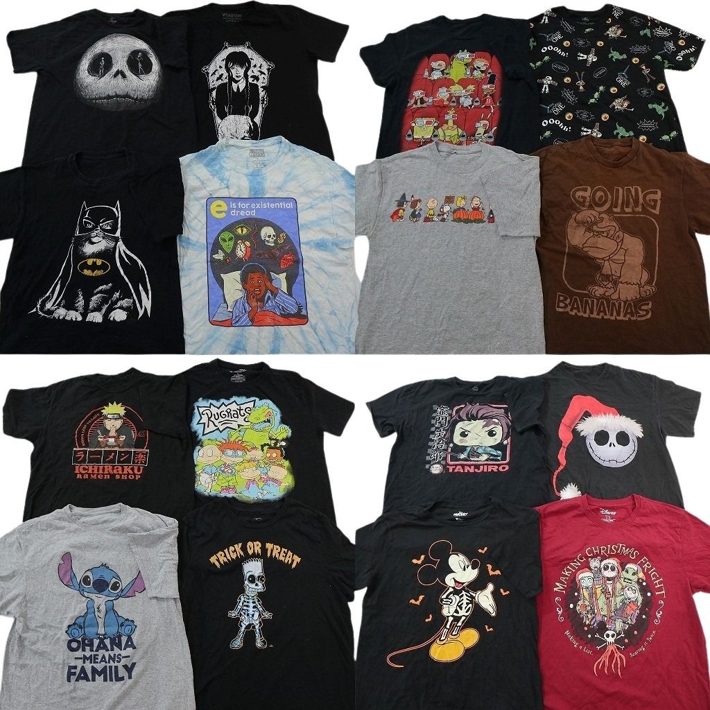 古着卸 まとめ売り キャラクター Tシャツ 16枚セット ( メンズ L ) 鬼滅の刃 ナルト マーベル アメコミ マリオ 中古 古着 NG2849 14,136円