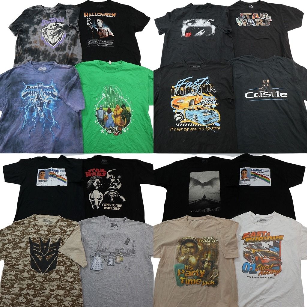 古着卸 まとめ売り 映画・ドラマ Tシャツ 16枚セット ( メンズ XL ) ホラー ワイルドスピード スターウォーズ 中古 古着 NG2904