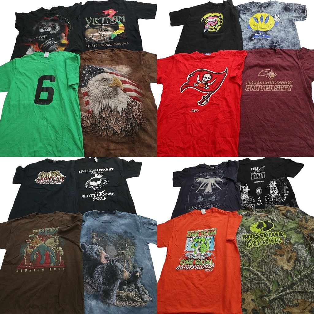 古着卸 まとめ売り プリント Tシャツ 16枚セット ( メンズ Ｍ ) リアルツリー柄 アニマル スカル柄 ナンバリング 星条旗 中古 古着 NG2990 14,136円