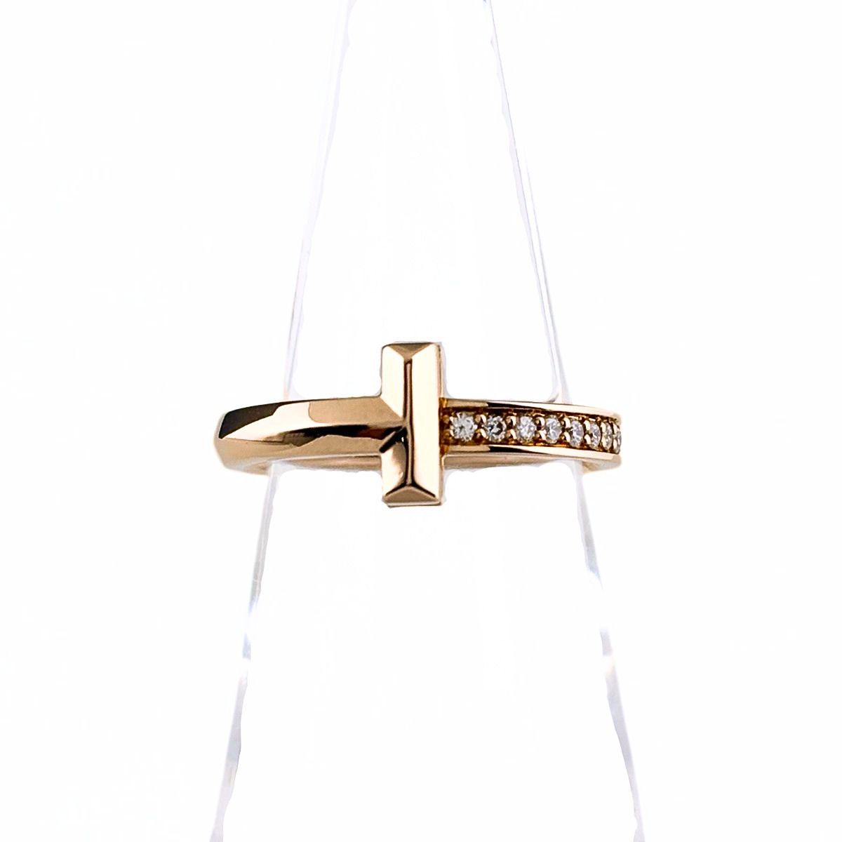 ティファニー TIFFANY&Co. Tワン ナロー PG ピンクゴールド 指輪 メレダイヤ リング 9.5号 750 ダイヤモンド レディース 【中古】