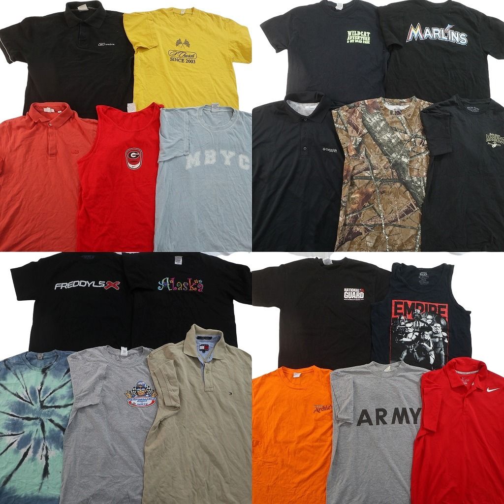 古着卸 まとめ売り Tシャツ トップス 20枚セット ( メンズ M ) ノースリーブ ポロシャツ ミリタリー ARMY トミー フラッグタグ 中古 NG3038