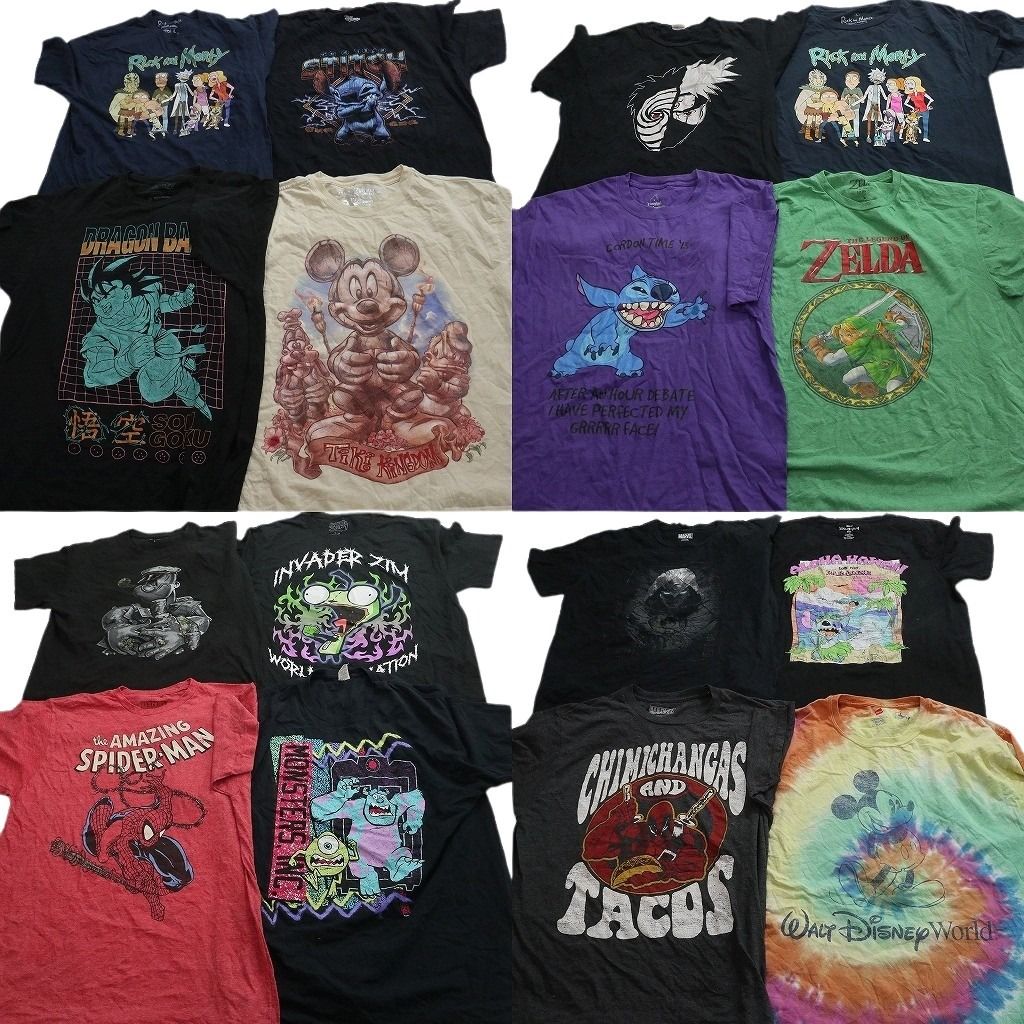 古着卸 まとめ売り キャラクター Tシャツ 16枚セット ( メンズ L ) ドラゴンボール ディズニー ゼルダの伝説 マーベル ナルト 中古 NG3100 13,764円