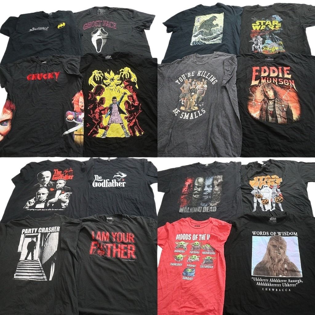 古着卸 まとめ売り 映画・ドラマ Tシャツ 16枚セット ( メンズ 2XL ) ゴッドファーザー ゴジラ スターウォーズ 中古 古着 NG3147