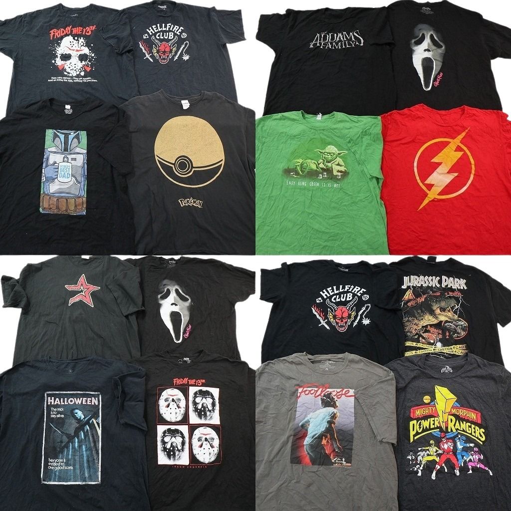 古着卸 まとめ売り 映画・ドラマ Tシャツ 16枚セット ( メンズ 4XL/3XL ) ジュラシックパーク パワーレンジャー スクリーム 古着 NG3243