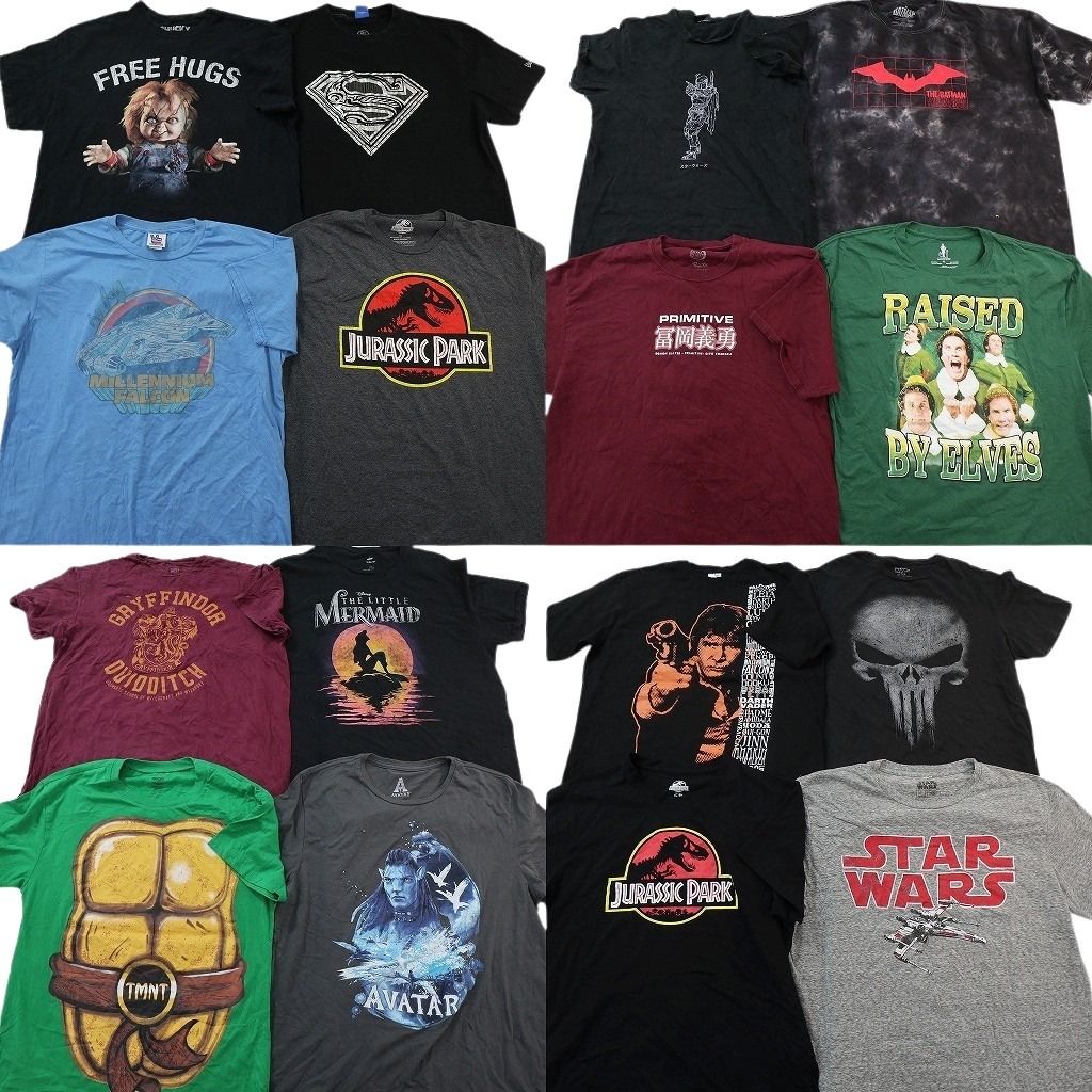 古着卸 まとめ売り 映画・ドラマ Tシャツ 16枚セット ( メンズ XL ) ジュラシックパーク スターウォーズ アバター ハリーポッター NG3246