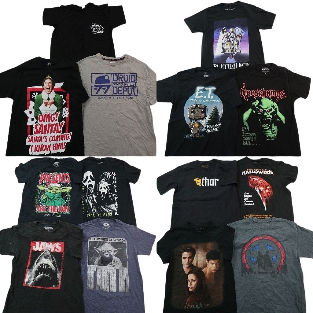 古着卸 まとめ売り 映画・ドラマ Tシャツ 14枚セット ( メンズ M/S ) スクリーム スターウォーズ ジョーズ トワイライト 中古 古着 NG3255