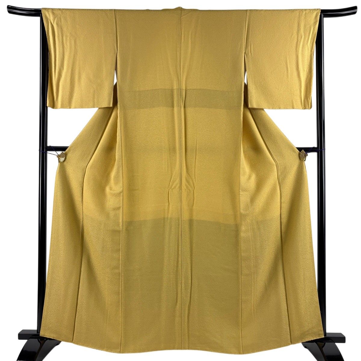 【美品】 色無地 身丈162cm 裄丈65cm M 袷 地紋 山吹色 正絹 秀品 【中古】