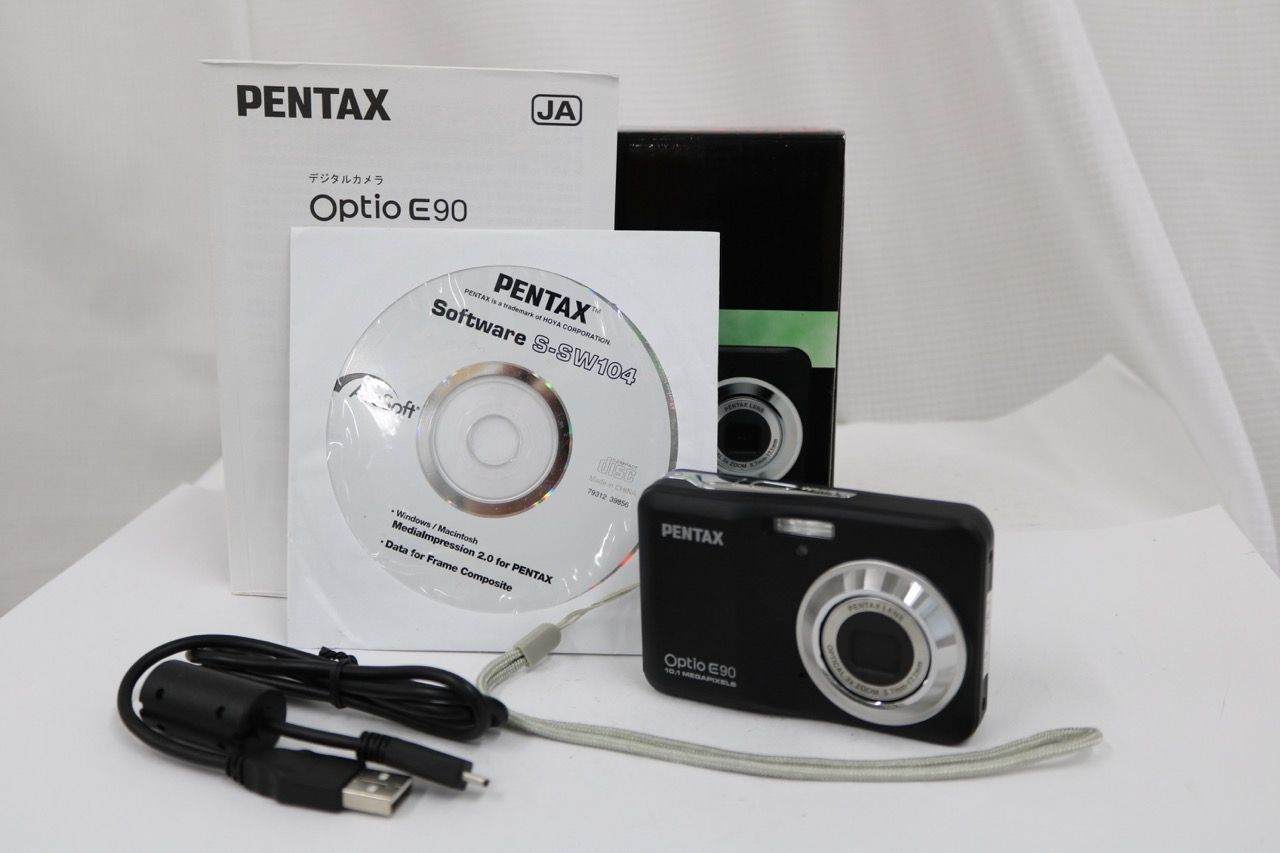【返品保証】 【元箱付き】ペンタックス Pentax Optio E90 ブラック 3x 付属品多数 コンパクトデジタルカメラ e16990コンパクトデジタルカメラ
