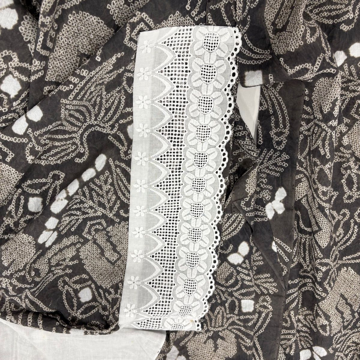【美品】 浴衣 身丈167.5cm 裄丈67cm M 絞り浴衣 宝尽くし 灰色 綿 名品 【中古】