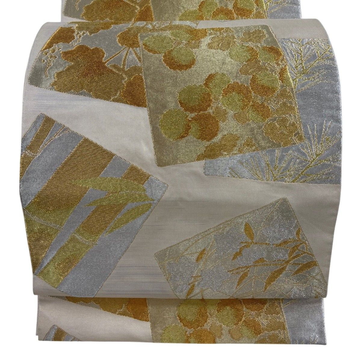 袋帯 名品 川島織物 落款 色紙 草花 金銀糸 金色 六通 正絹 【中古】 10,626円