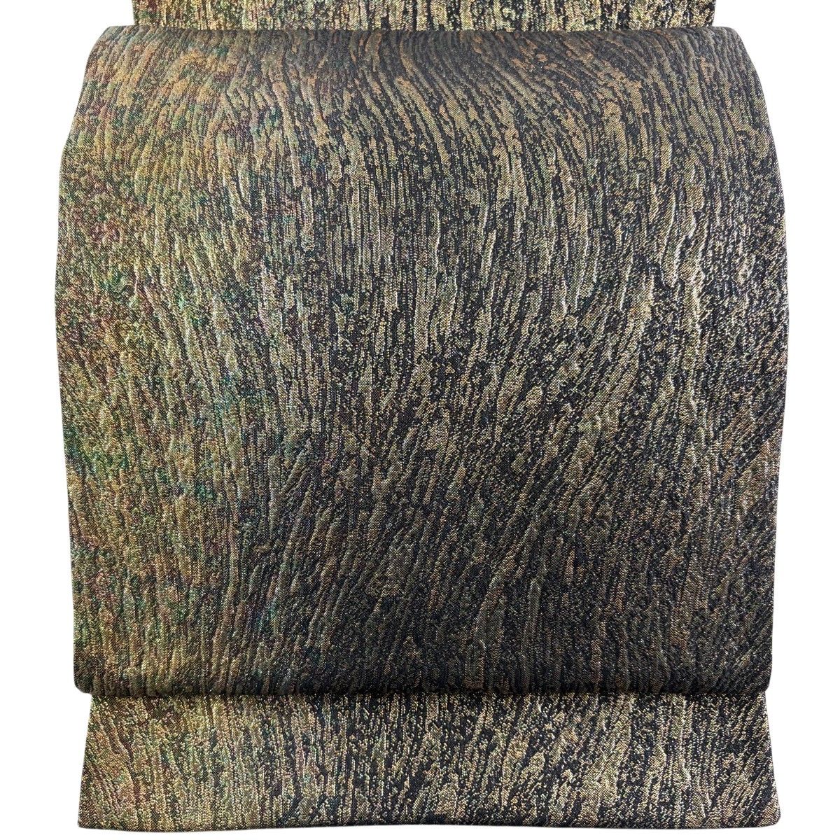 【美品】 袋帯 秀品 幾何学 箔 金色 全通 正絹 【中古】