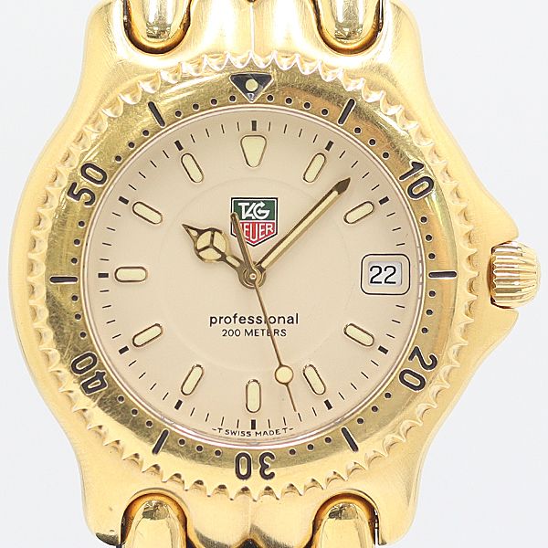 良品 稼働 タグホイヤー セル プロフェッショナル200Ｍ WG1130-0 QZ デイト アイボリー文字盤 メンズ腕時計 0566500 8DIT SMB ABC29265