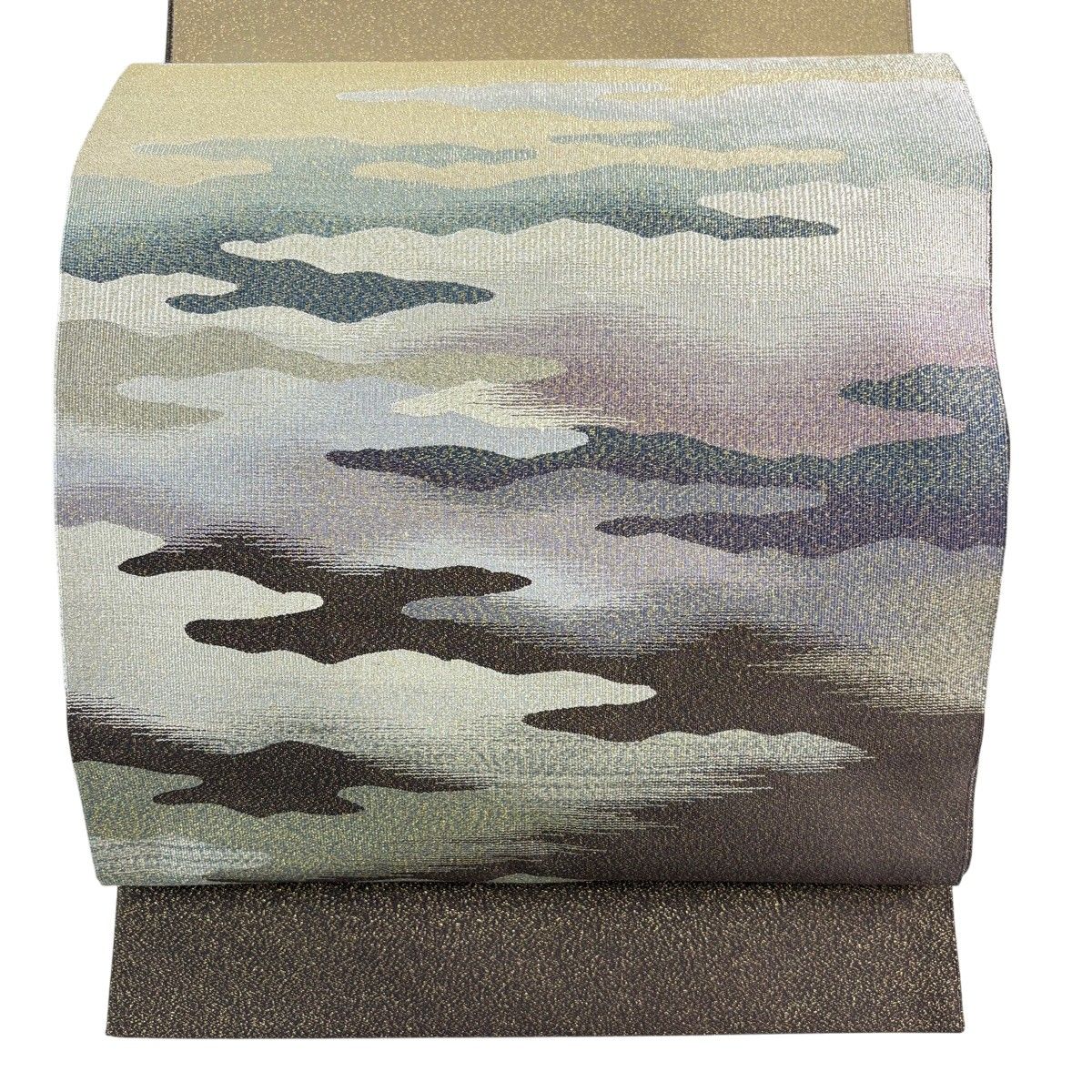 【美品】 袋帯 秀品 やまと 雲文 金通し 焦茶色 お太鼓柄 正絹 【中古】